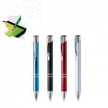 Caneta em metal, com 2 anéis.